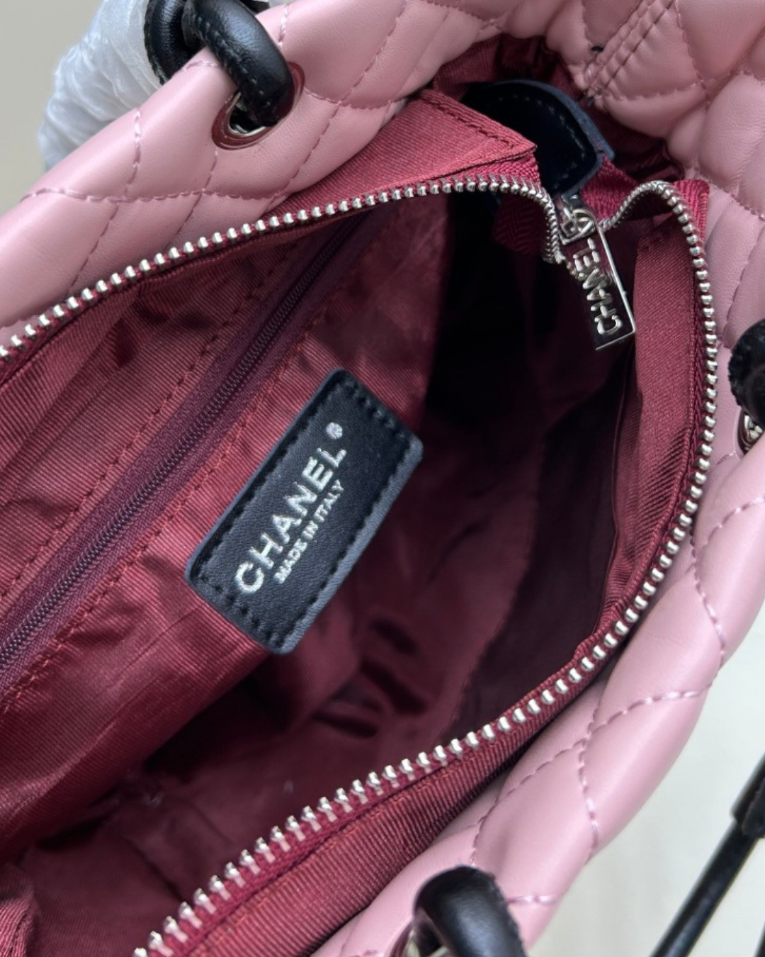 Chanel Pink & Black Quilted Leather Cambon Ligne Small Tote Bag – Homage Edition
