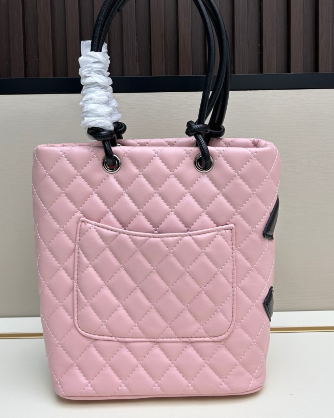Chanel Pink & Black Quilted Leather Cambon Ligne Small Tote Bag – Homage Edition