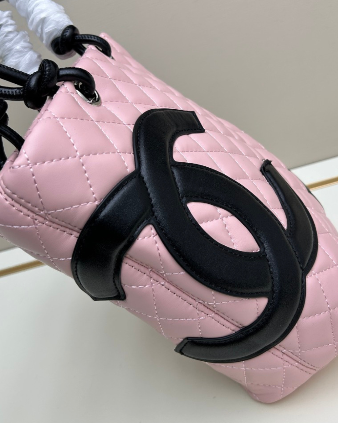 Chanel Pink & Black Quilted Leather Cambon Ligne Small Tote Bag – Homage Edition